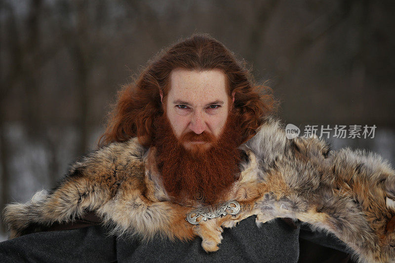 Medieval Winter Snow Viking Warrior, Authentic Costume, Animal Pelt